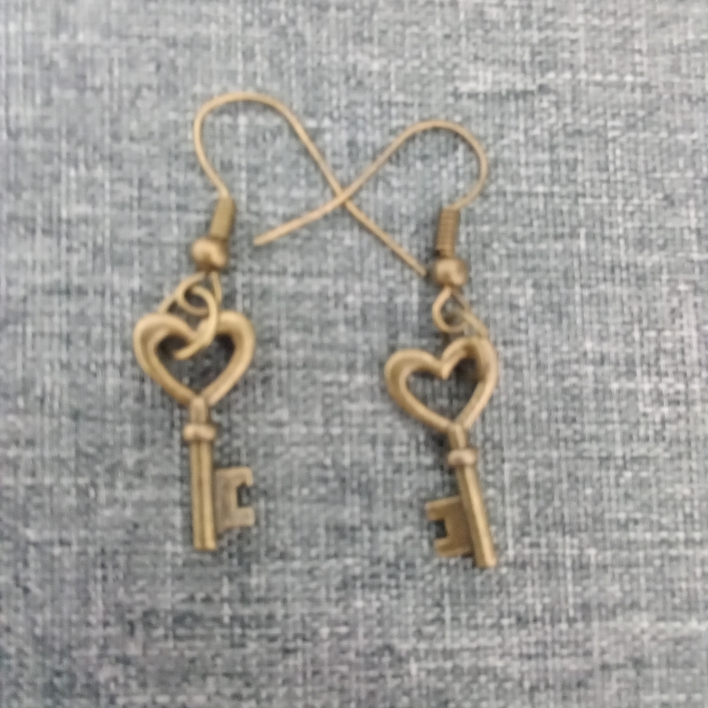 Brass Key Earrings